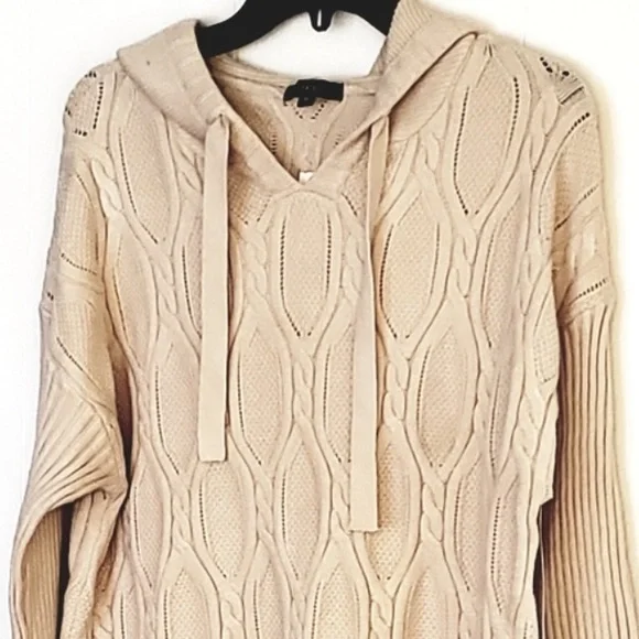 Fate XXL Cable-Knit Hooded Sweater in Beige - Picture 3 of 6